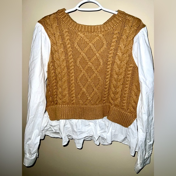 By Anthropologie Sweater Vest & Blouse Layered Top - size XLP - Picture 5 of 9